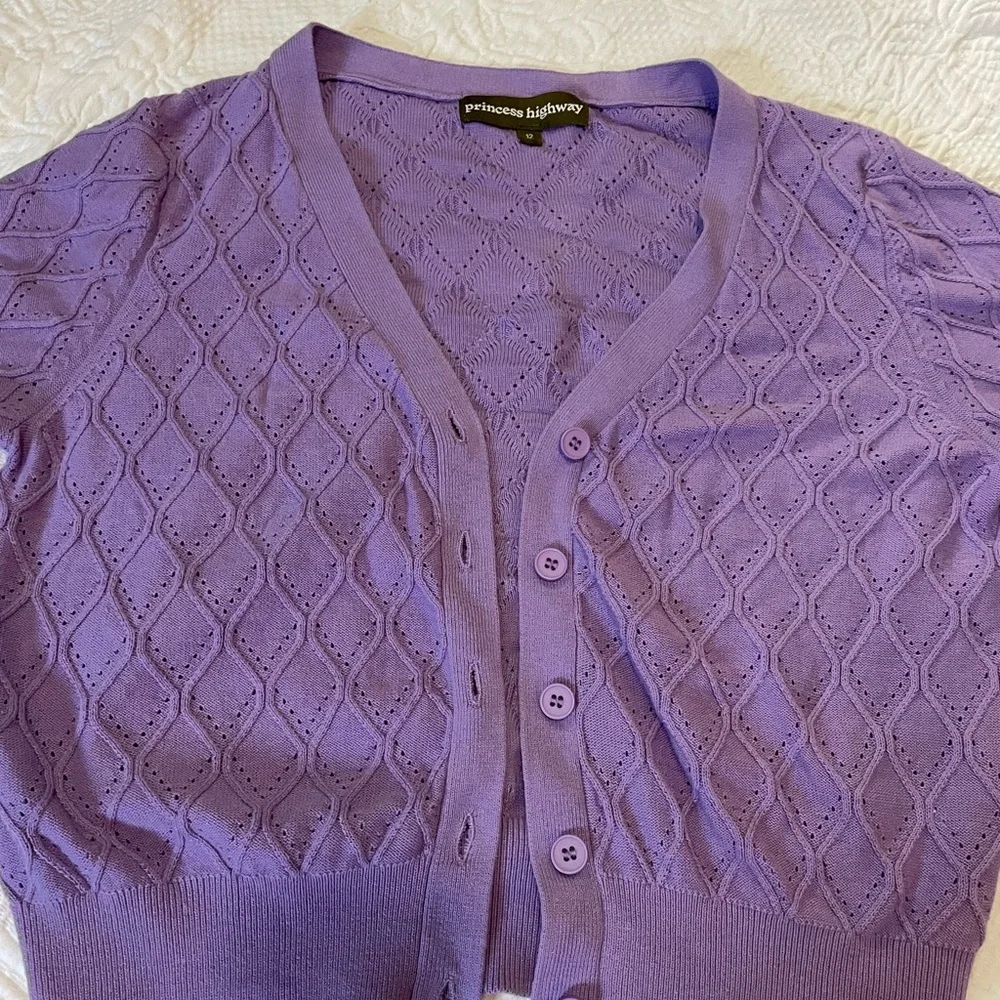 Princess Highway Lilac Pointelle V-Neck Cardigan